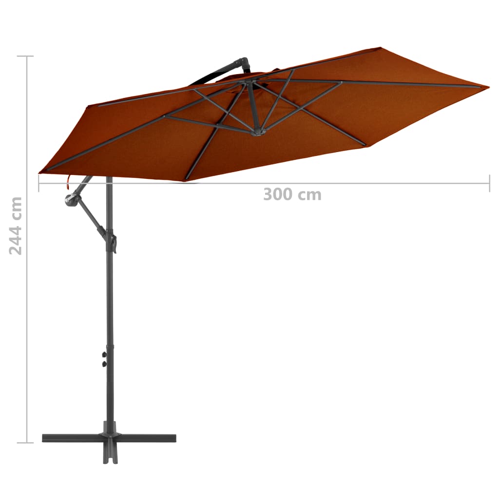 vidaXL terrakotta színű konzolos napernyő alumíniumrúddal 300 cm