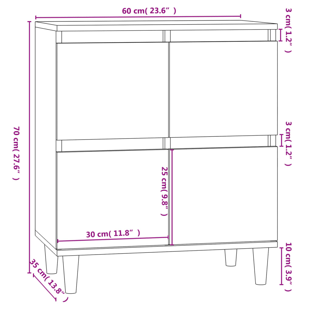 vidaXL füstös tölgy színű szerelt fa tálalószekrény 60 x 35 x 70 cm