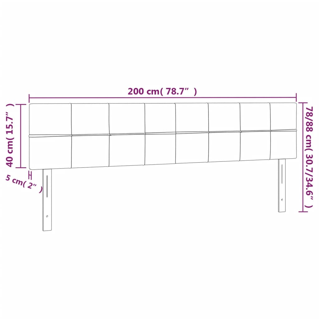 vidaXL 2 db sötétszürke bársony fejtámla 100x5x78/88 cm