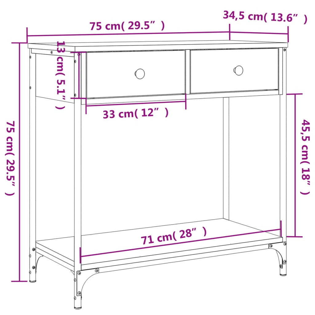 vidaXL sonoma tölgy színű szerelt fa dohányzóasztal 75 x 34,5 x 75 cm