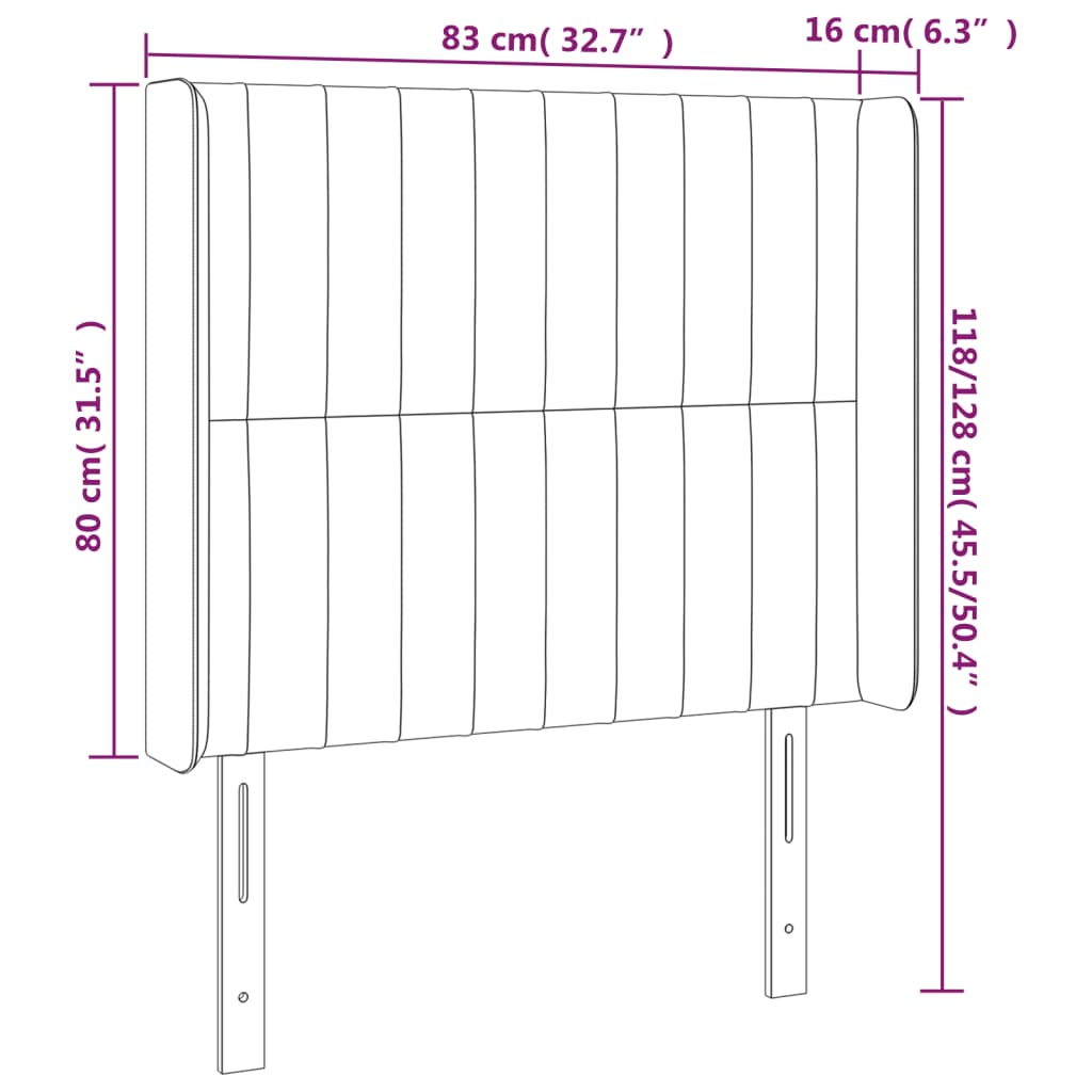 vidaXL sötétzöld bársony LED-es fejtámla 83x16x118/128 cm