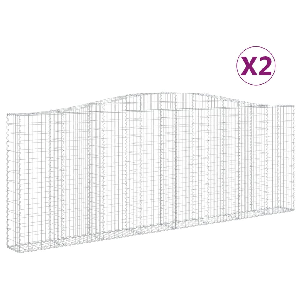 vidaXL 2 db íves horganyzott vas gabion kosár 400x30x140/160 cm