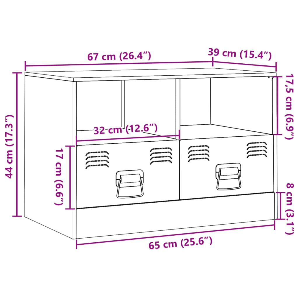 vidaXL antracitszürke acél TV-szekrény 67 x 39 x 44 cm