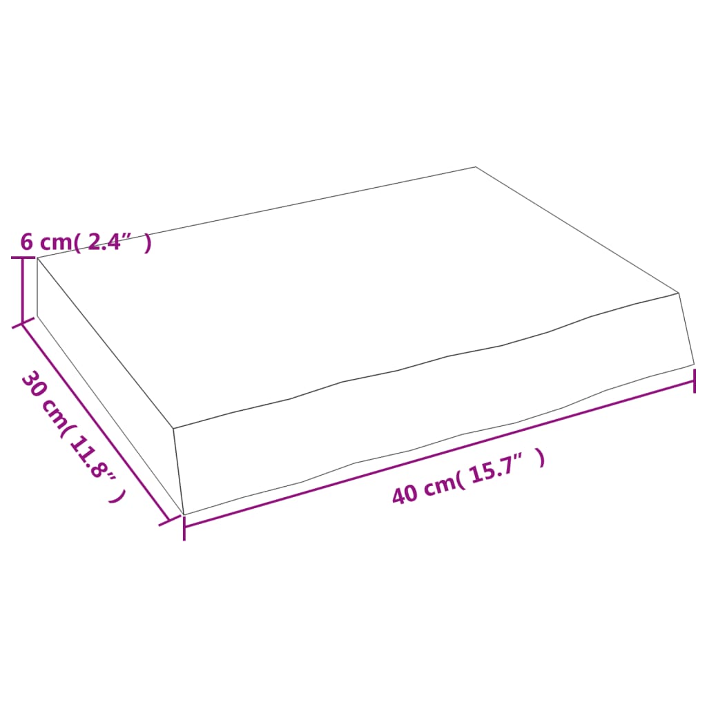 vidaXL sötétbarna kezelt tömör fa fürdőszobai pult 40x30x(2-6) cm