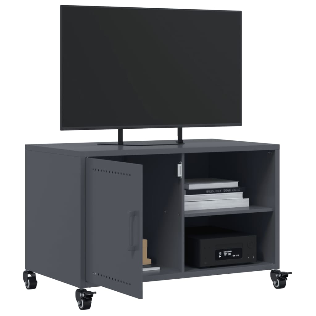 vidaXL antracitszürke hidegen hengerelt acél TV-szekrény 68x39x43,5 cm