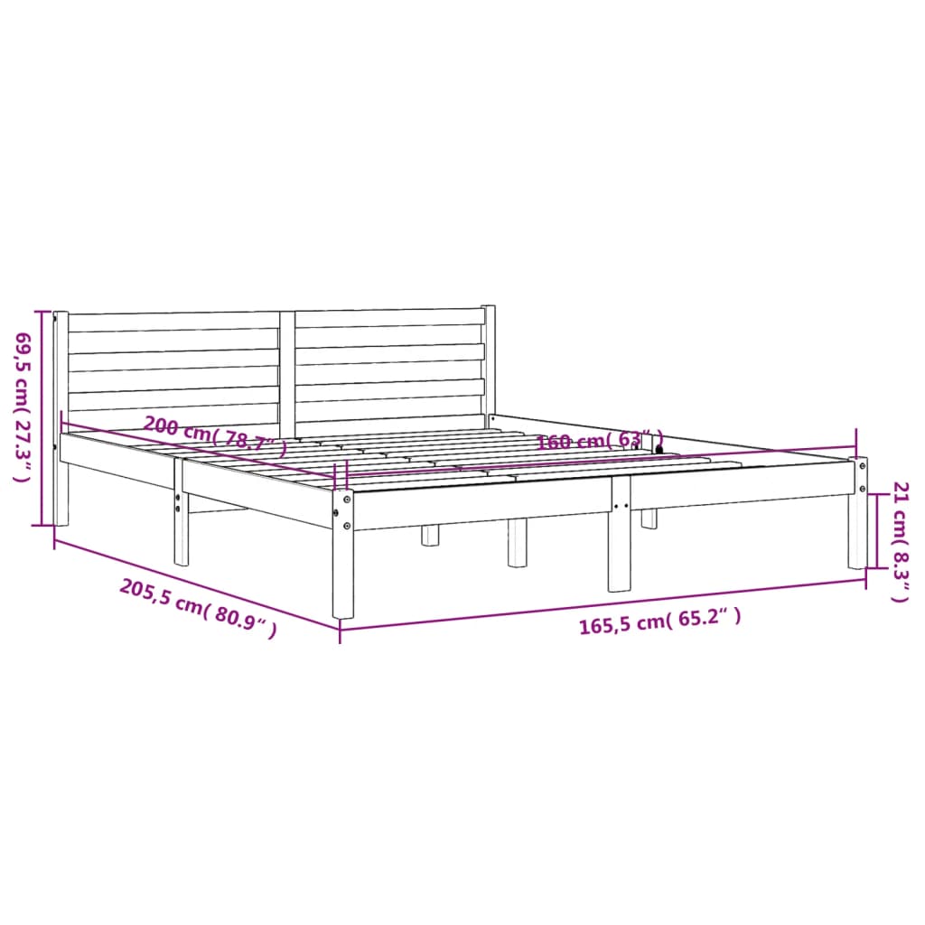 vidaXL viaszbarna tömör fenyőfa ágy matrac nélkül 160 x 200 cm