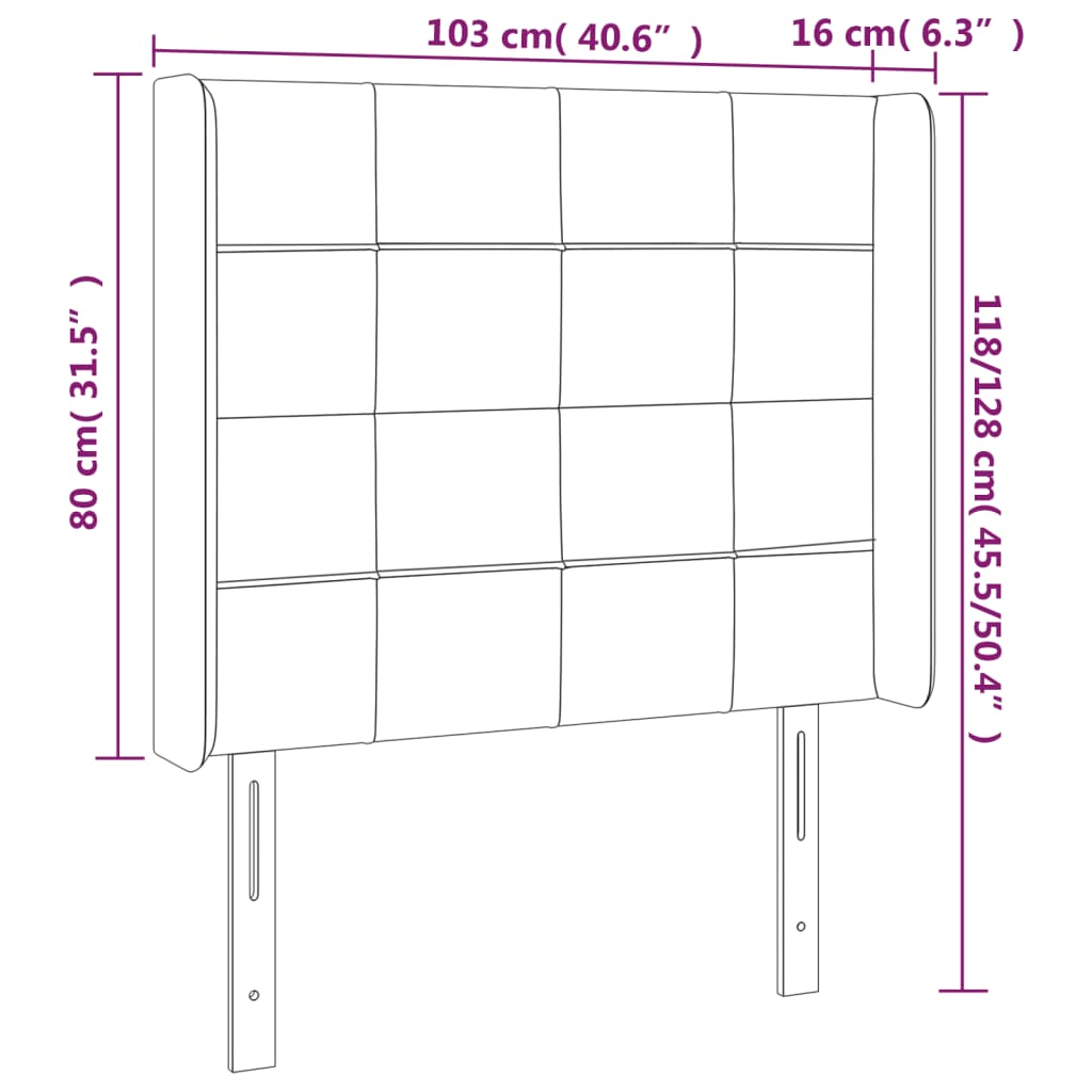 vidaXL fekete szövet LED-es fejtámla 103x16x118/128 cm