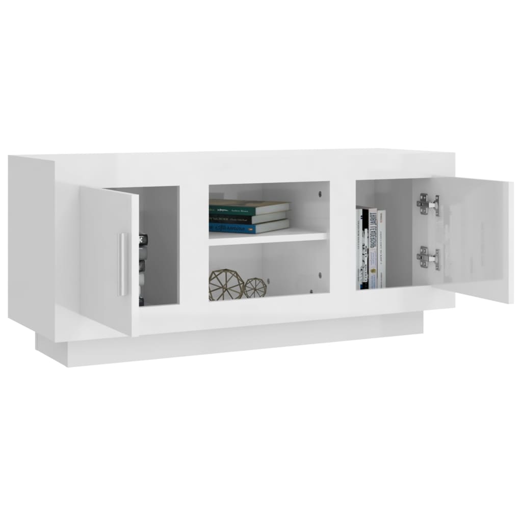vidaXL fehér magasfényű szerelt fa TV-szekrény 102x35x45 cm