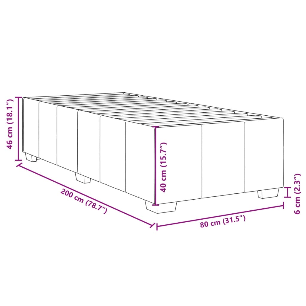 vidaXL krémszínű szövet rugós ágy matraccal 80 x 200 cm