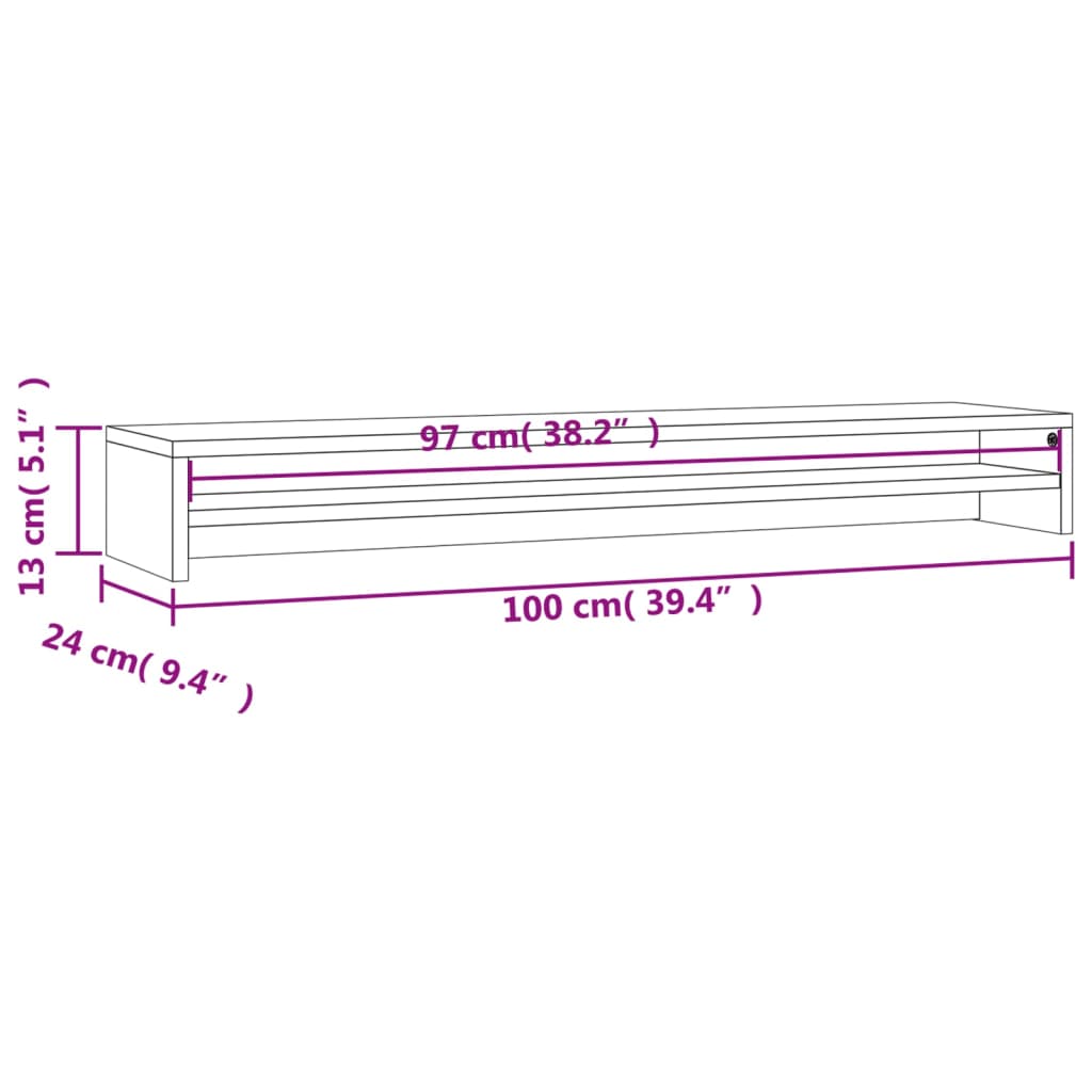 vidaXL sonomatölgy színű forgácslap monitorállvány 100 x 24 x 13 cm