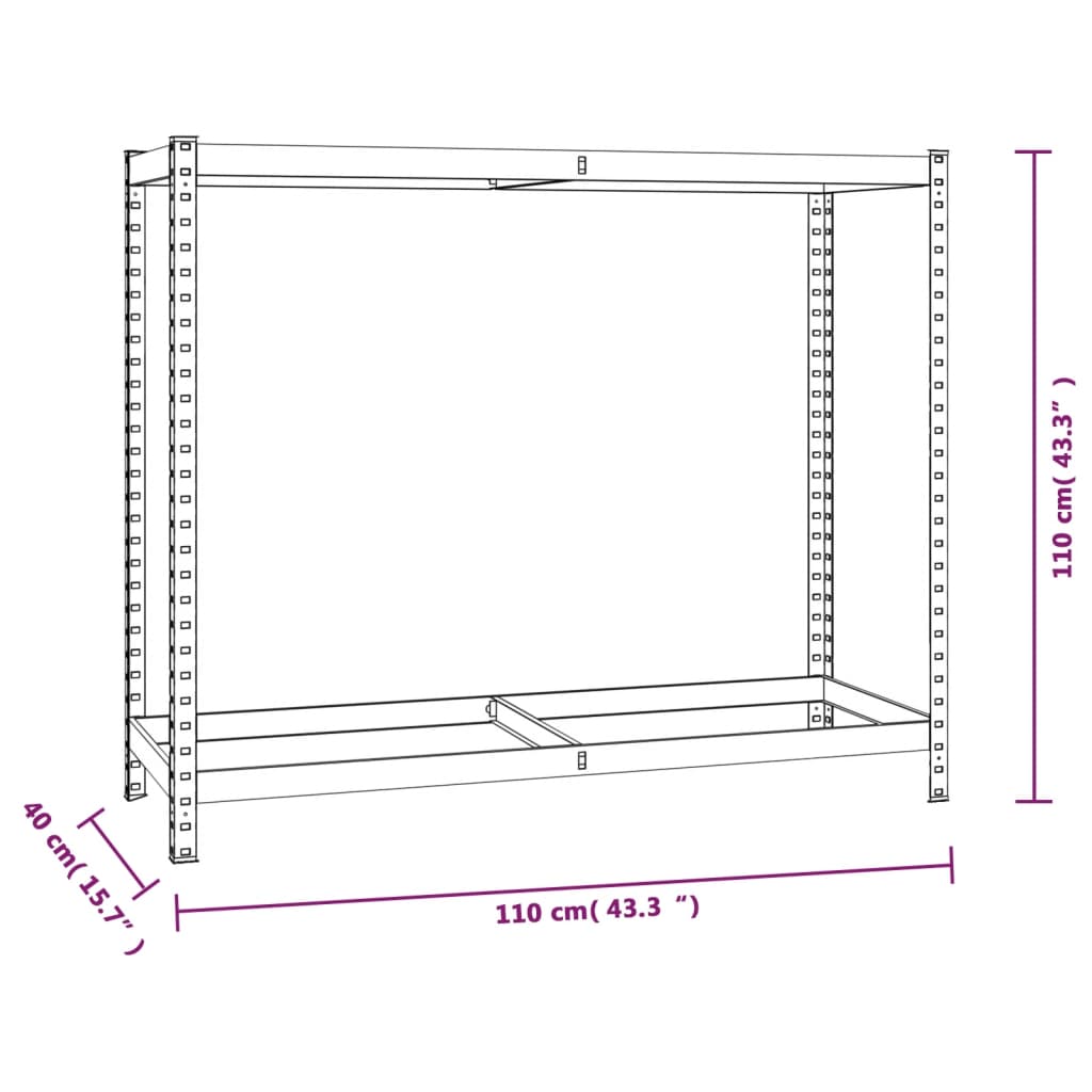 vidaXL 4 db ezüstszínű 2 szintes acél gumiabroncstartó 110x40x110 cm