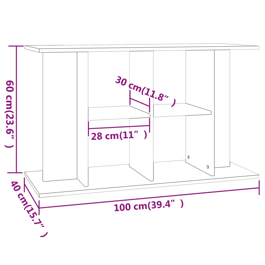 vidaXL fekete szerelt fa akváriumi állvány 100 x 40 x 60 cm