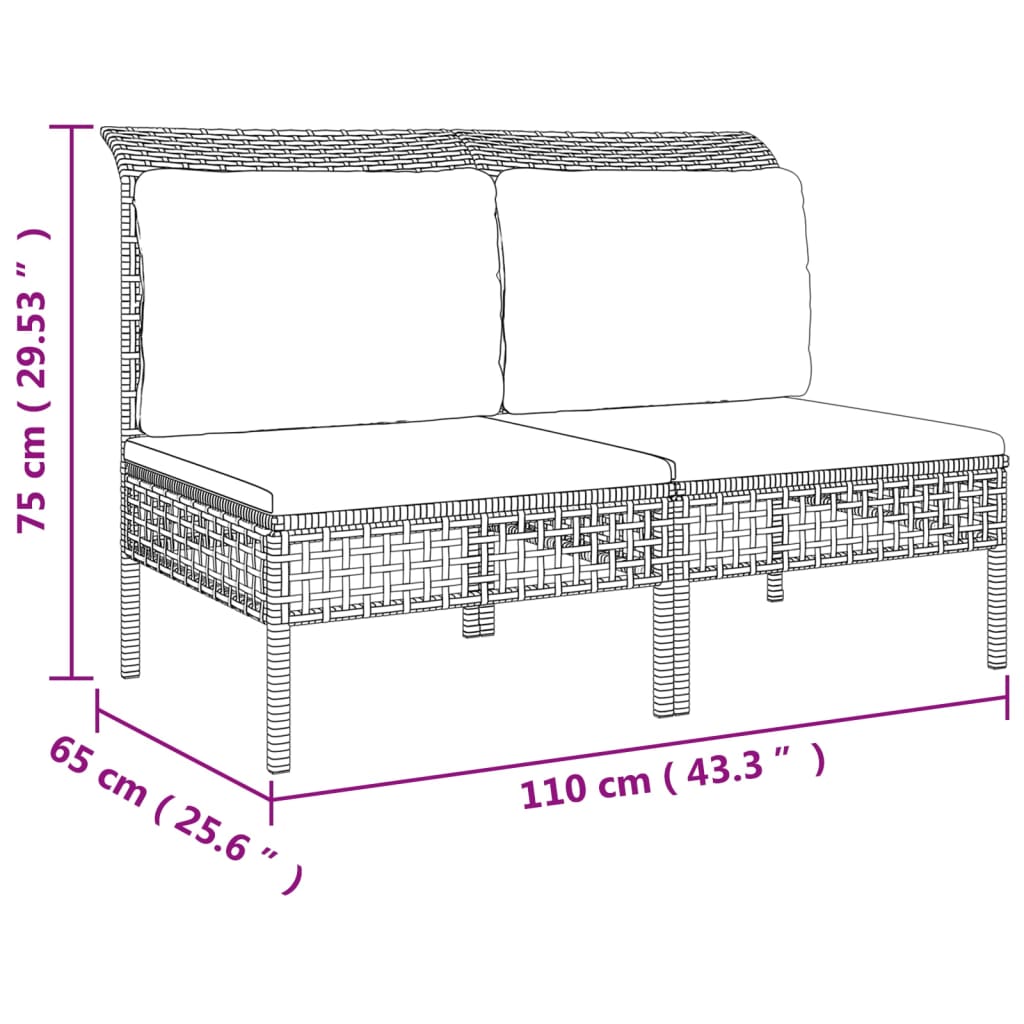 vidaXL 6 részes szürke polyrattan kerti ülőgarnitúra párnákkal