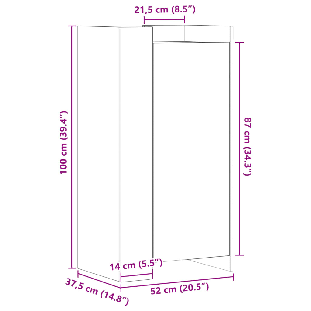 vidaXL sonoma tölgy színű szerelt fa cipőszekrény 52 x 37,5 x 100 cm