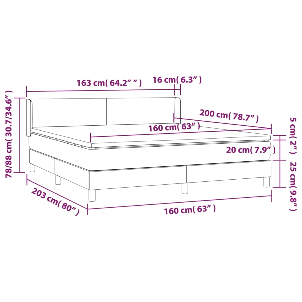 vidaXL fekete műbőr rugós ágy matraccal 160 x 200 cm