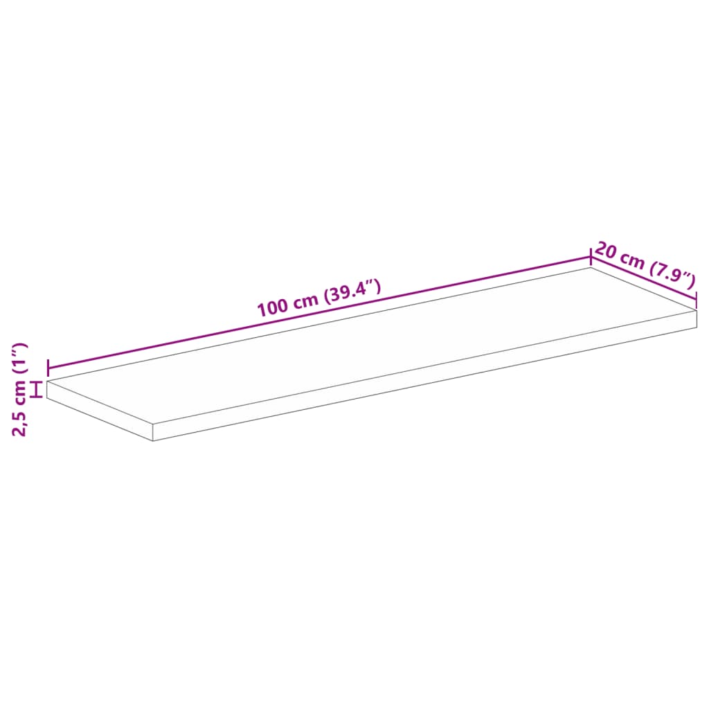 vidaXL tömör újrahasznosított fa téglalap alakú asztallap 100x20x2,5cm