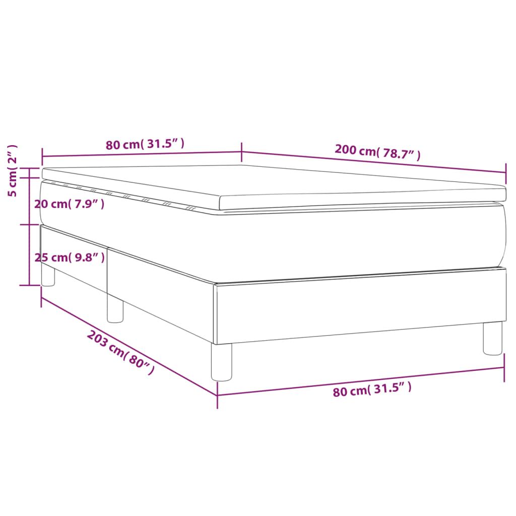 vidaXL fekete műbőr rugós ágy matraccal 80 x 200 cm