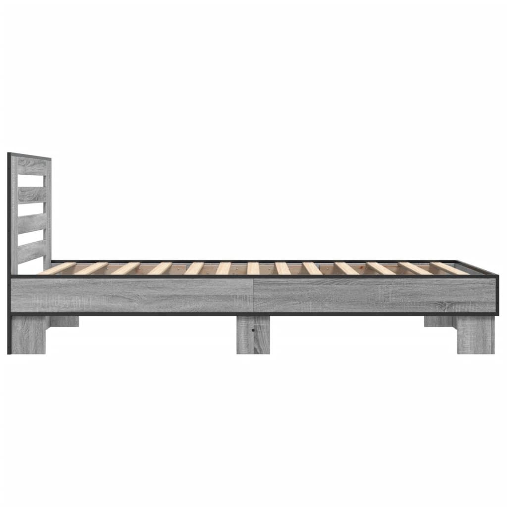 vidaXL sonoma tölgyszínű szerelt fa és fém ágykeret 100 x 200 cm