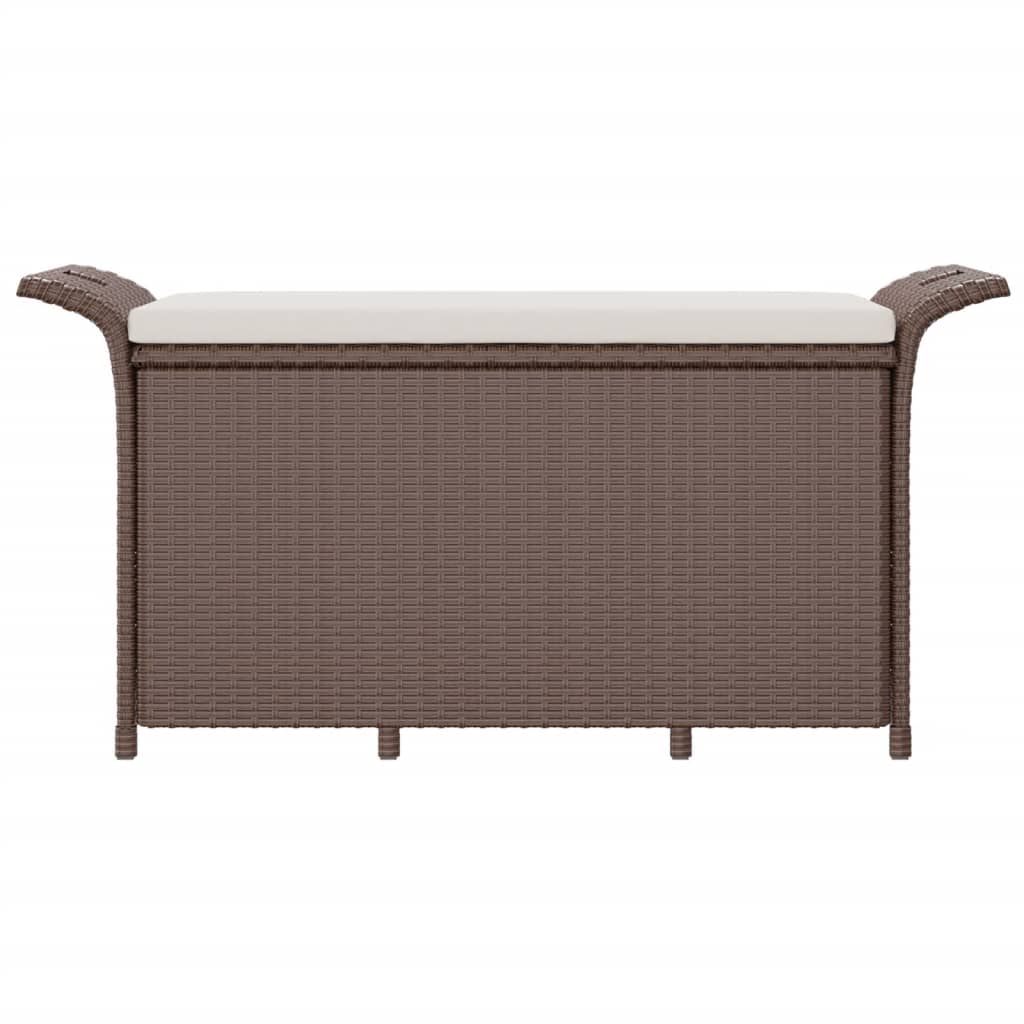 vidaXL barna polyrattan kerti pad párnával 116 x 46 x 57 cm