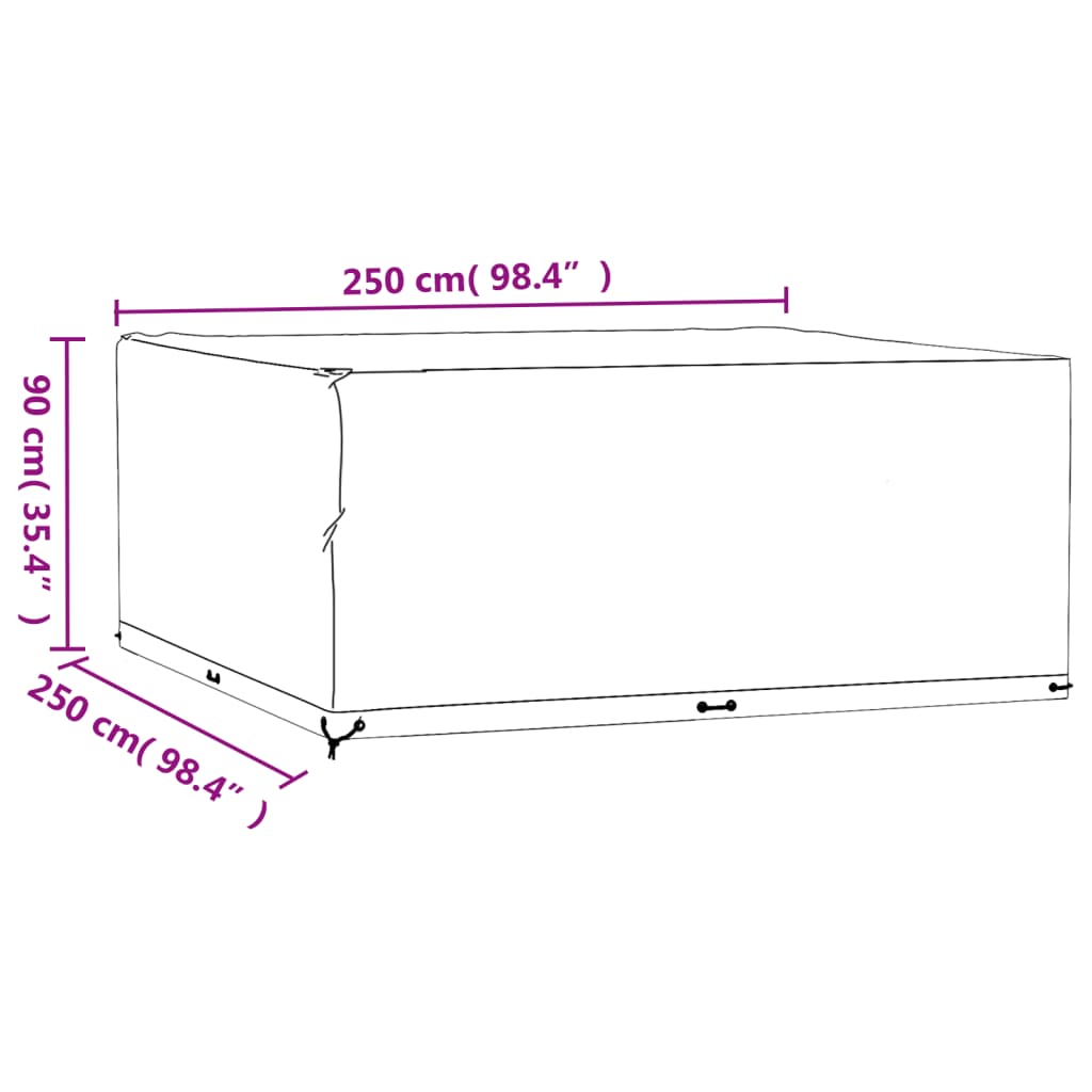 vidaXL négyzet alakú kerti bútorhuzat 16 fűzőlyukkal 250 x 250 x 90 cm