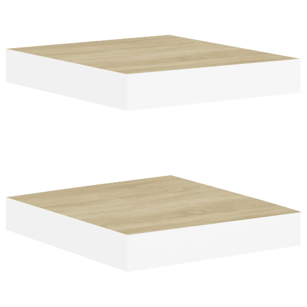 vidaXL 2 db tölgyszínű és fehér MDF lebegő fali polc 23x23,5x3,8 cm