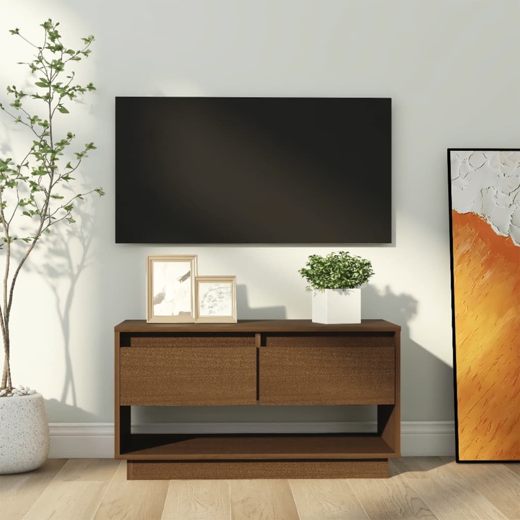 vidaXL mézbarna tömör fenyőfa TV-szekrény 74 x 34 x 40 cm