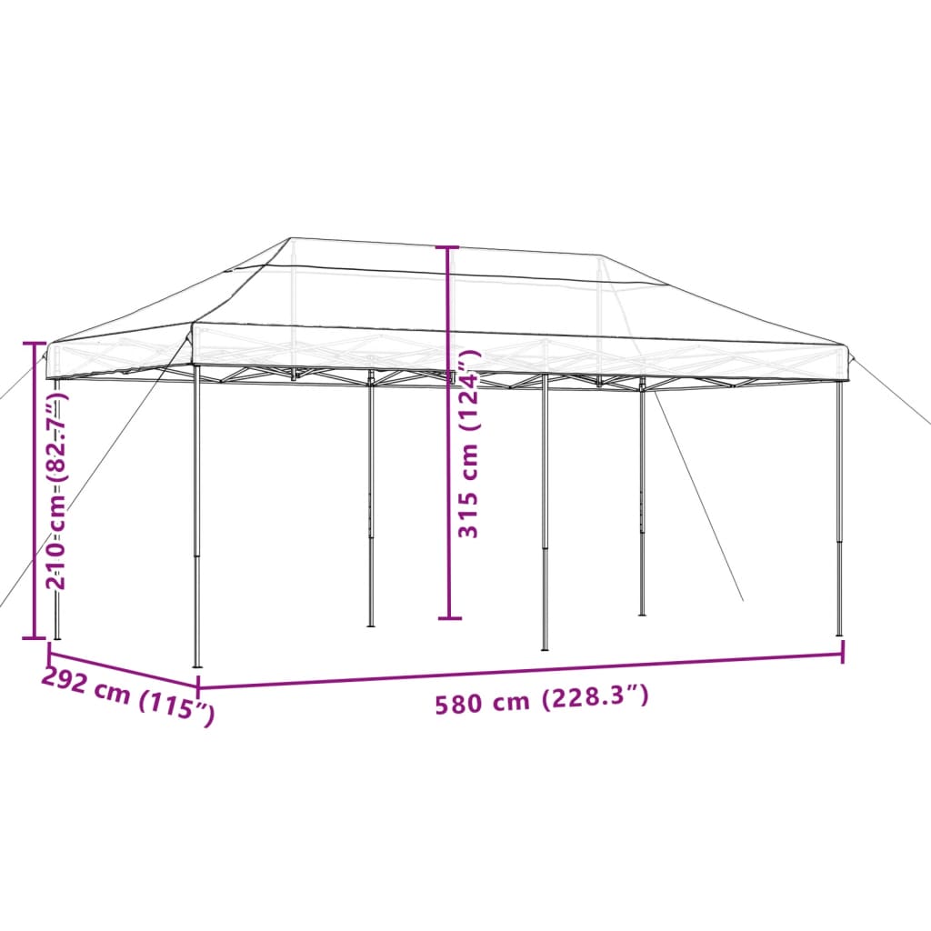 vidaXL bézs összecsukható felugró rendezvénysátor 580x292x315 cm