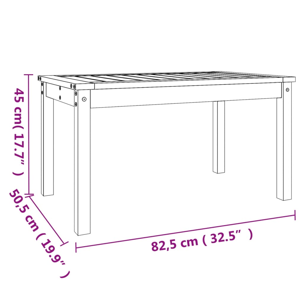 vidaXL tömör duglászfenyő kerti asztal 82,5 x 50,5 x 45 cm