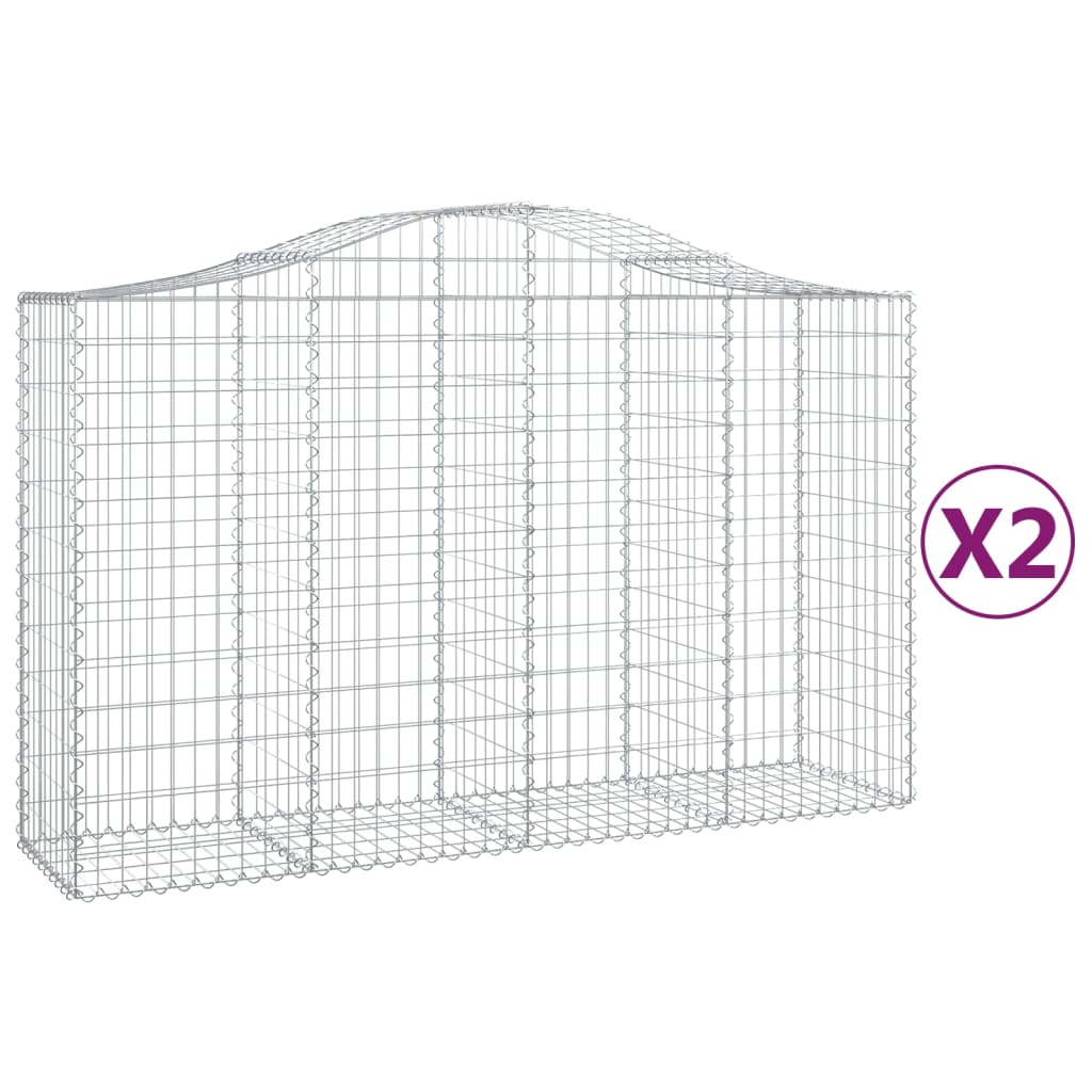 vidaXL 2 db íves horganyzott vas gabion kosár 200x50x120/140 cm