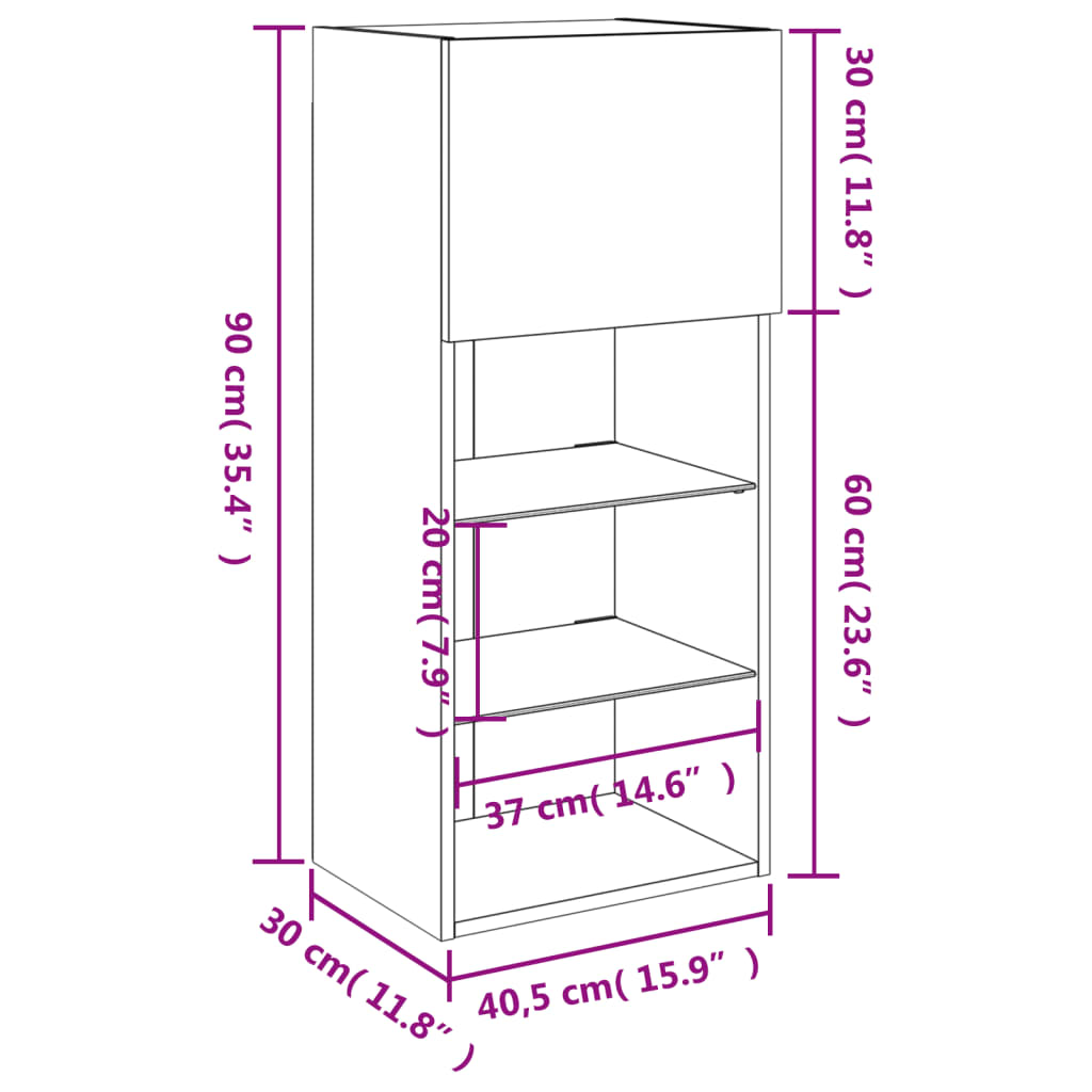 vidaXL 2 db barna tölgy színű TV-szekrény LED-ekkel 40,5 x 30 x 90 cm