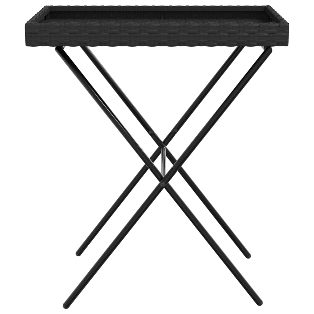 vidaXL fekete összecsukható polyrattan tálcaasztal 65 x 40 x 75 cm