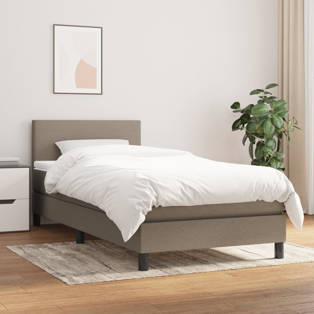 vidaXL tópszínű szövet rugós ágy matraccal 90 x 190 cm