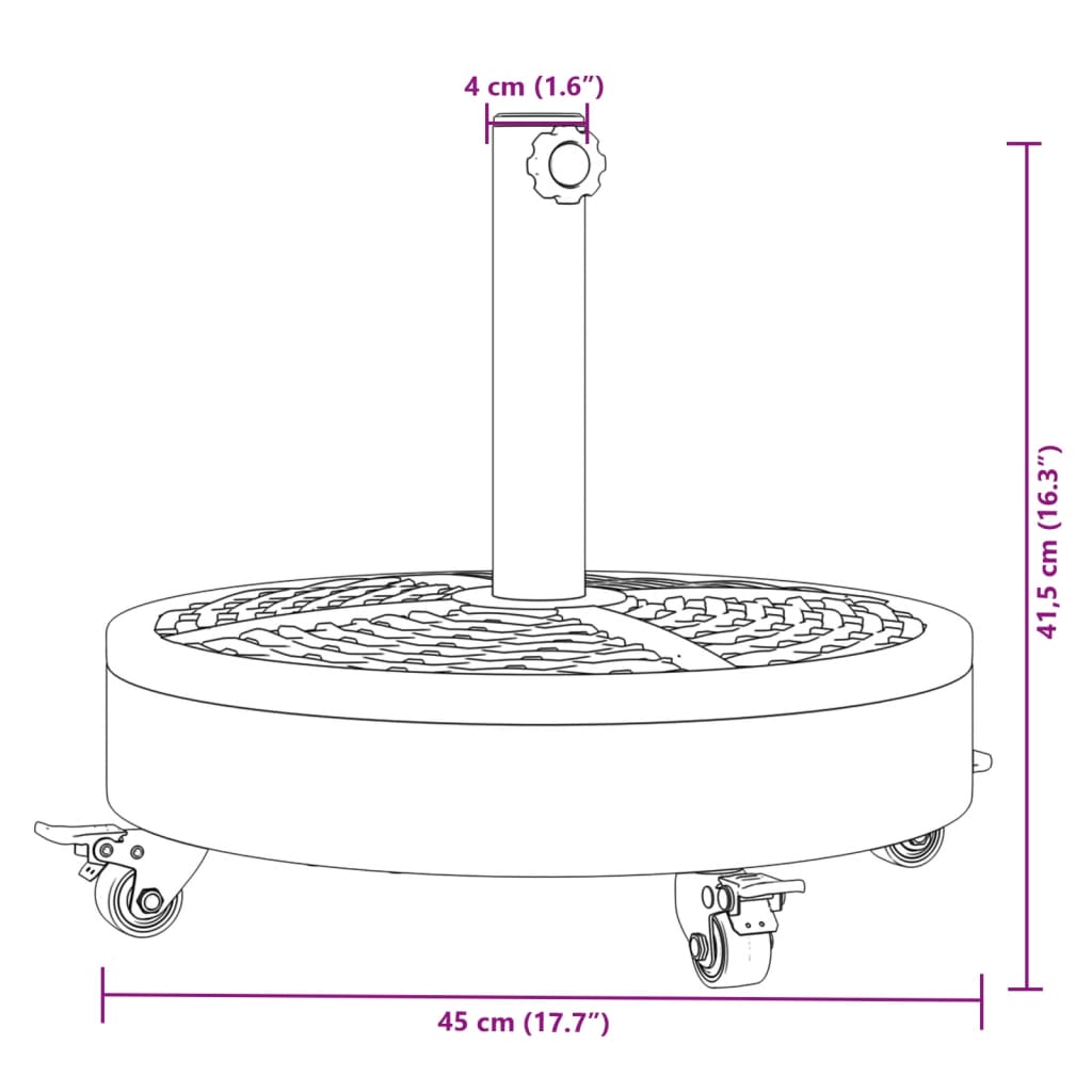 vidaXL görgős kerek napernyőtalp rúdhoz Ø38 / 48 mm 27 kg