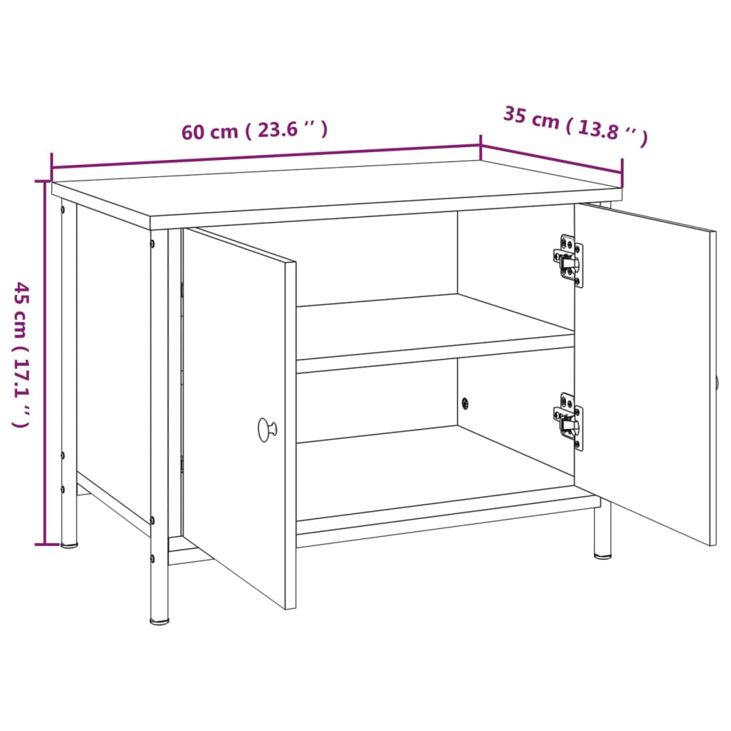 vidaXL füstös tölgy színű szerelt fa TV-szekrény ajtókkal 60x35x45 cm