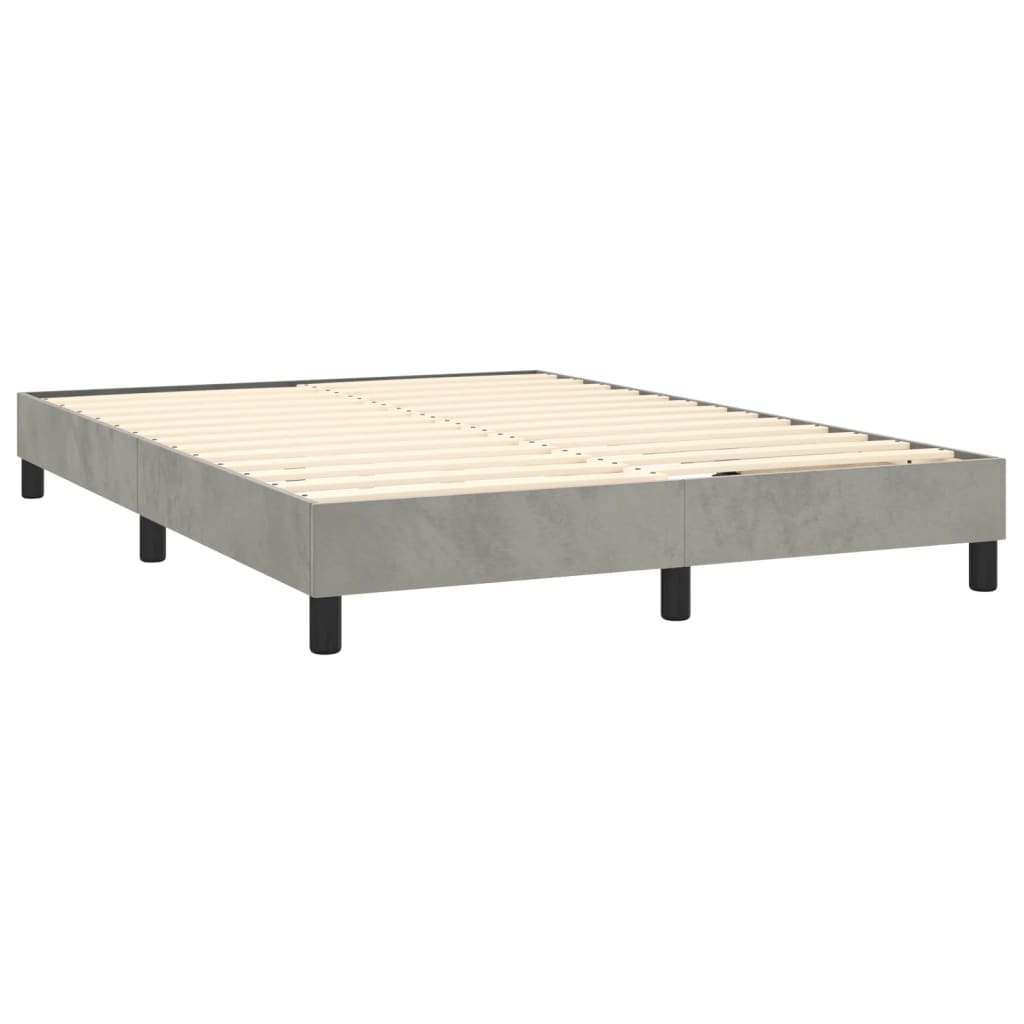 vidaXL világosszürke bársony rugós ágy matraccal 140x190 cm