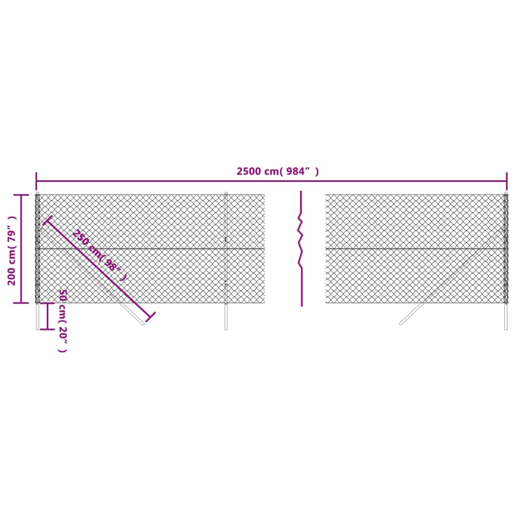 vidaXL zöld drótkerítés 2 x 25 m