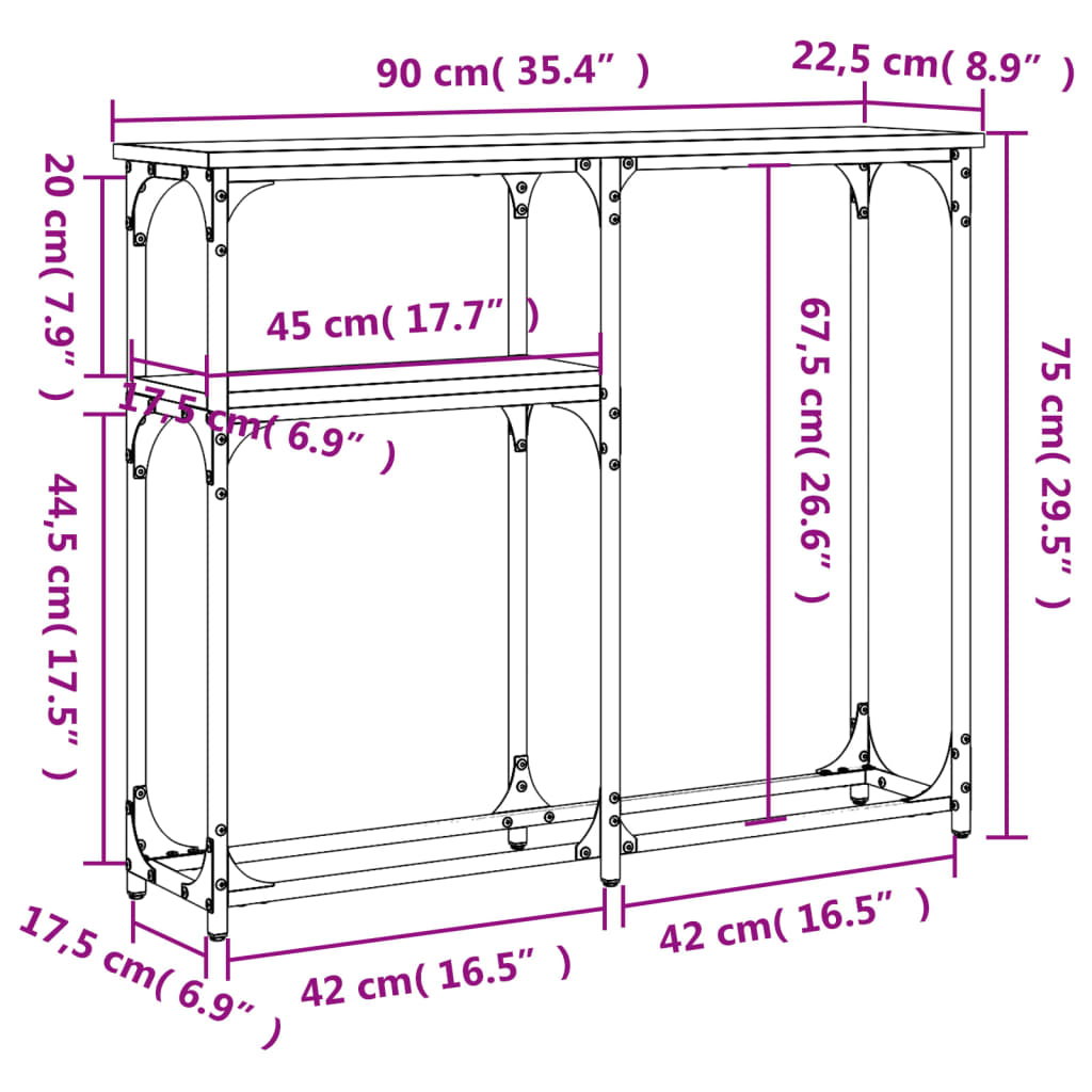 vidaXL barna tölgyszínű szerelt fa tálalóasztal 90x22,5x75 cm