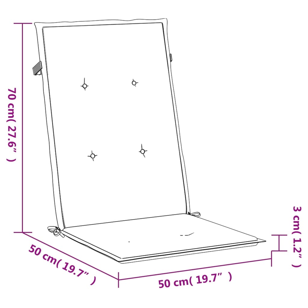 vidaXL 2 db kék szövet kerti magas háttámlájú székpárna 120x50x3 cm