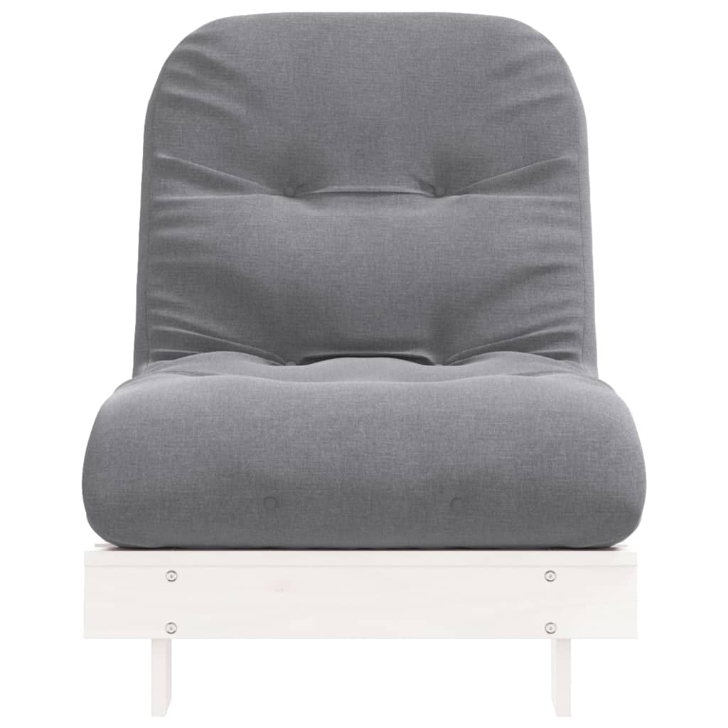 vidaXL fehér tömör fenyőfa futon kanapéágy matraccal 70 x 206 x 11 cm