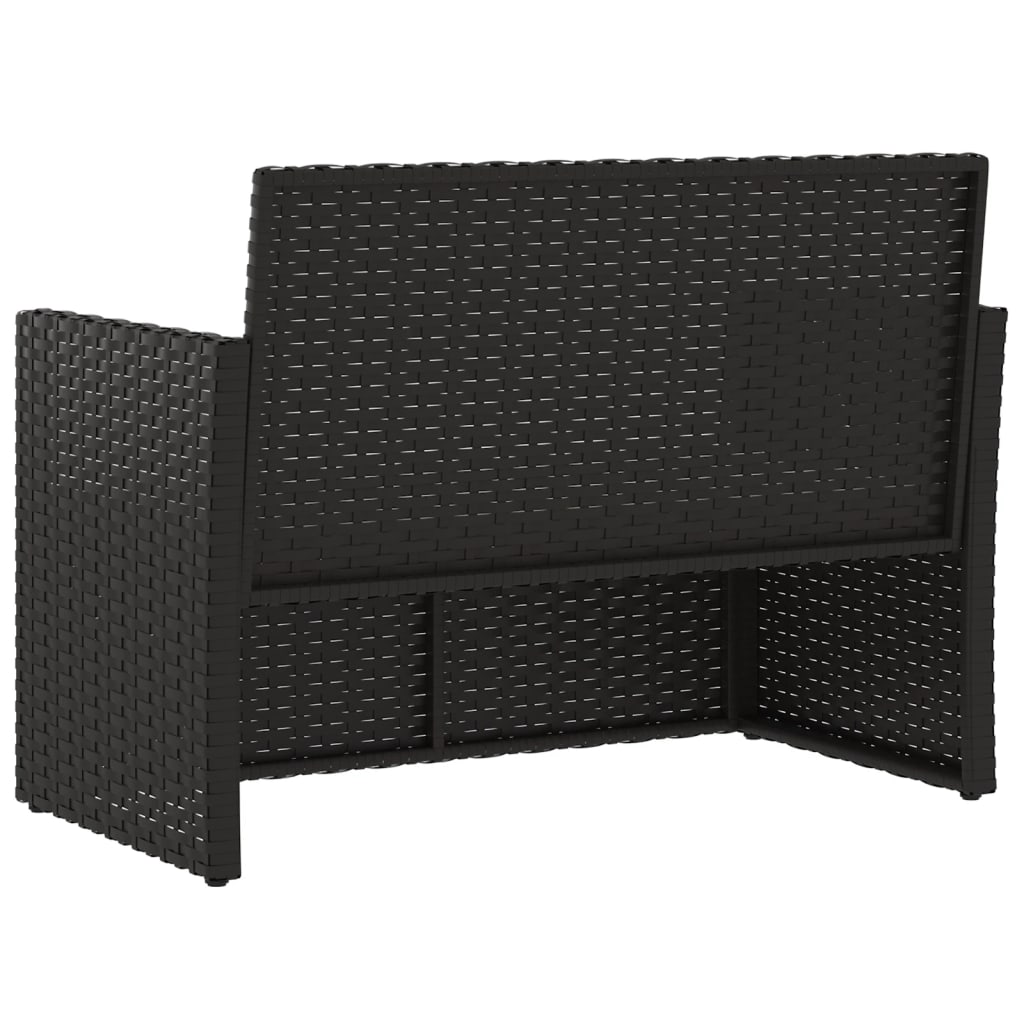 vidaXL fekete polyrattan kerti pad párnákkal 105 cm