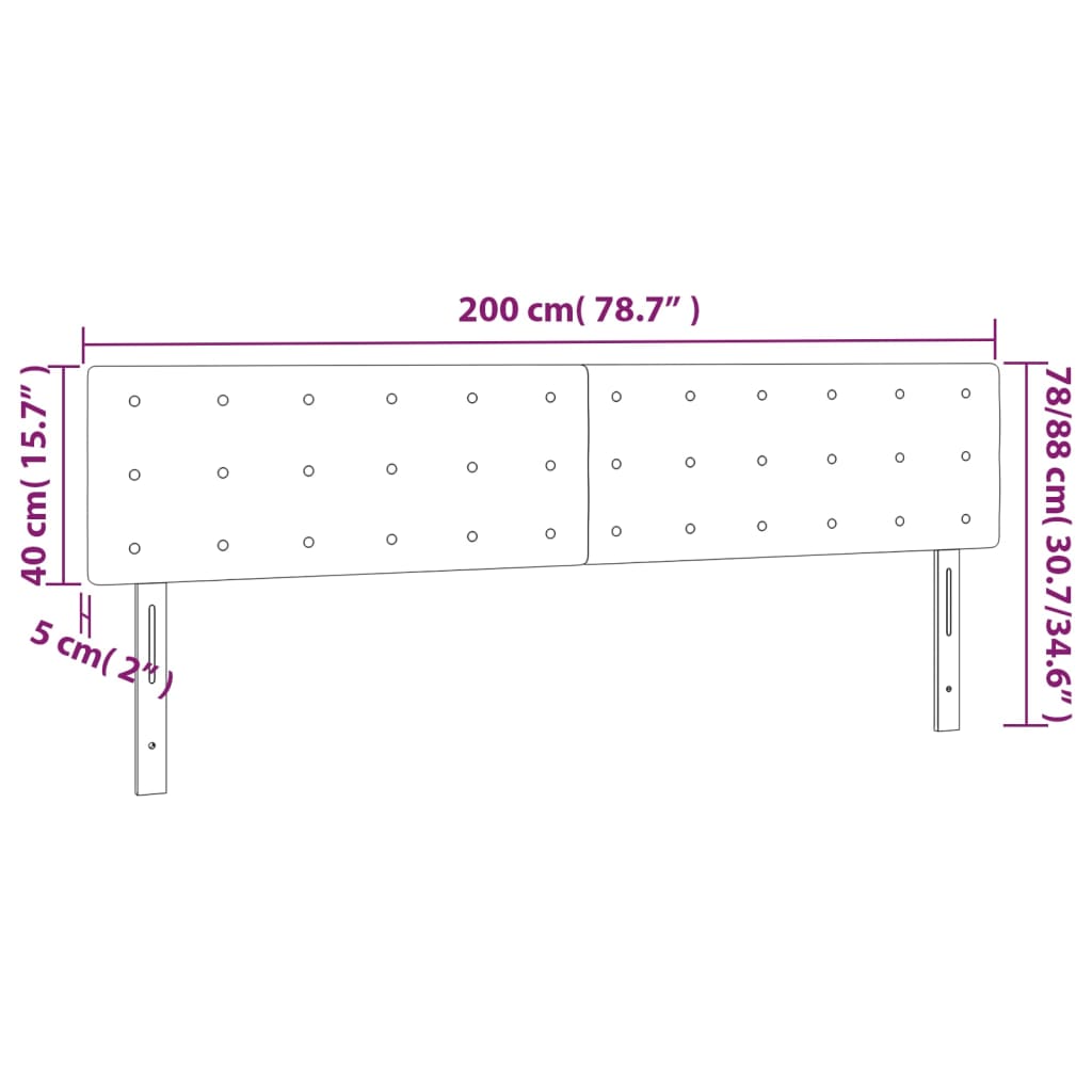 vidaXL 2 db tópszínű szövet fejtámla 100x5x78/88 cm