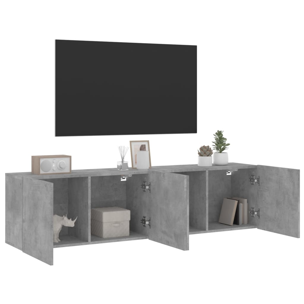 vidaXL 2 db betonszürke falra szerelhető TV-szekrény 80 x 30 x 41 cm