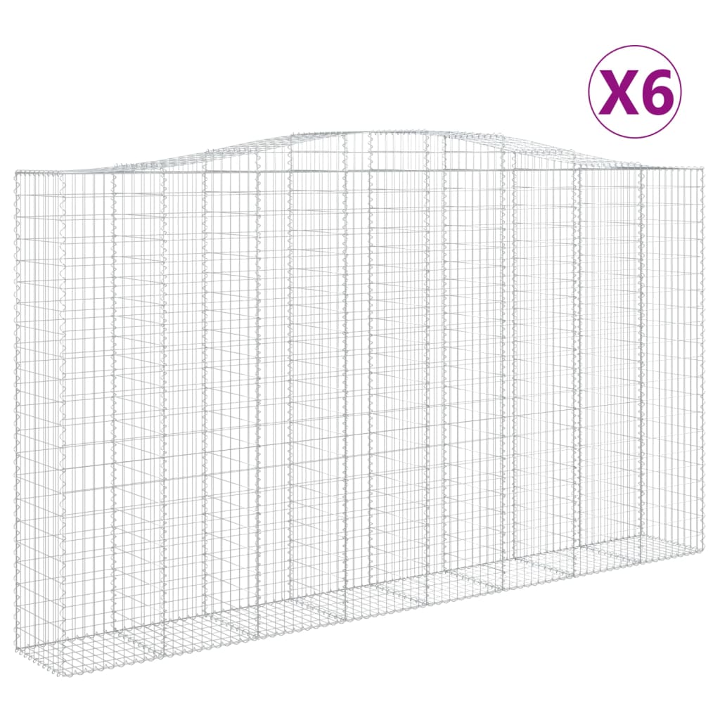 vidaXL 6 db íves horganyzott vas gabion kosár 400x50x220/240 cm