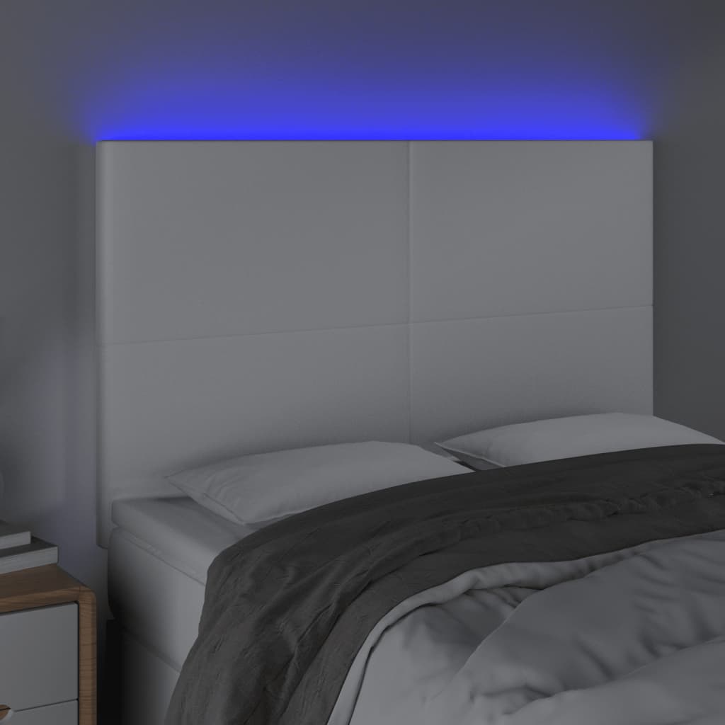 vidaXL fehér műbőr LED-es fejtámla 144x5x118/128 cm