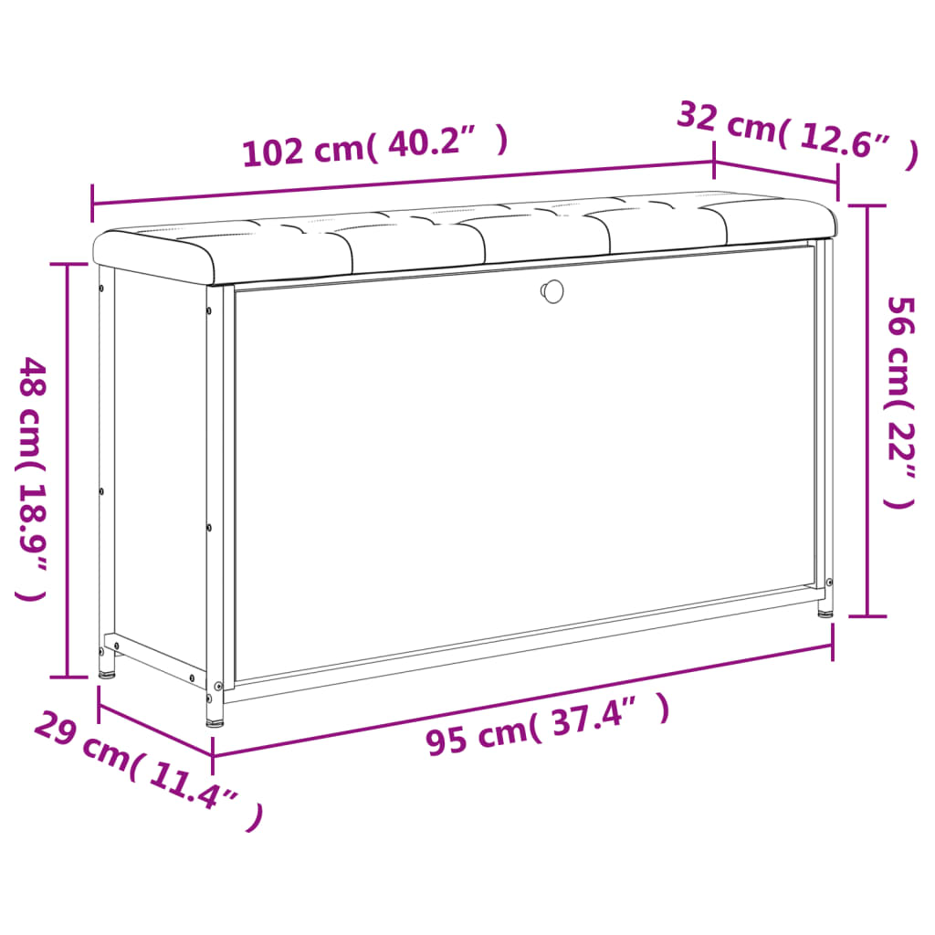 vidaXL barna tölgyszínű cipőpad lehajtható fiókkal 102 x 32 x 56 cm