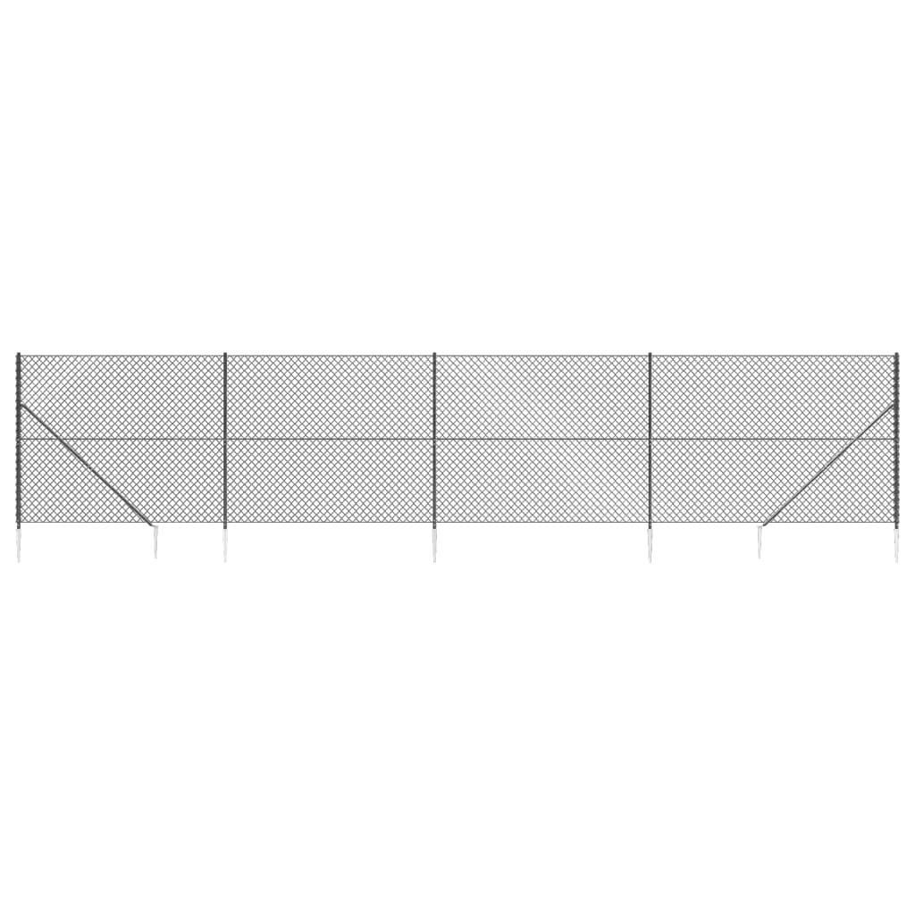 vidaXL antracitszürke drótkerítés cövekekkel 1,8 x 10 m