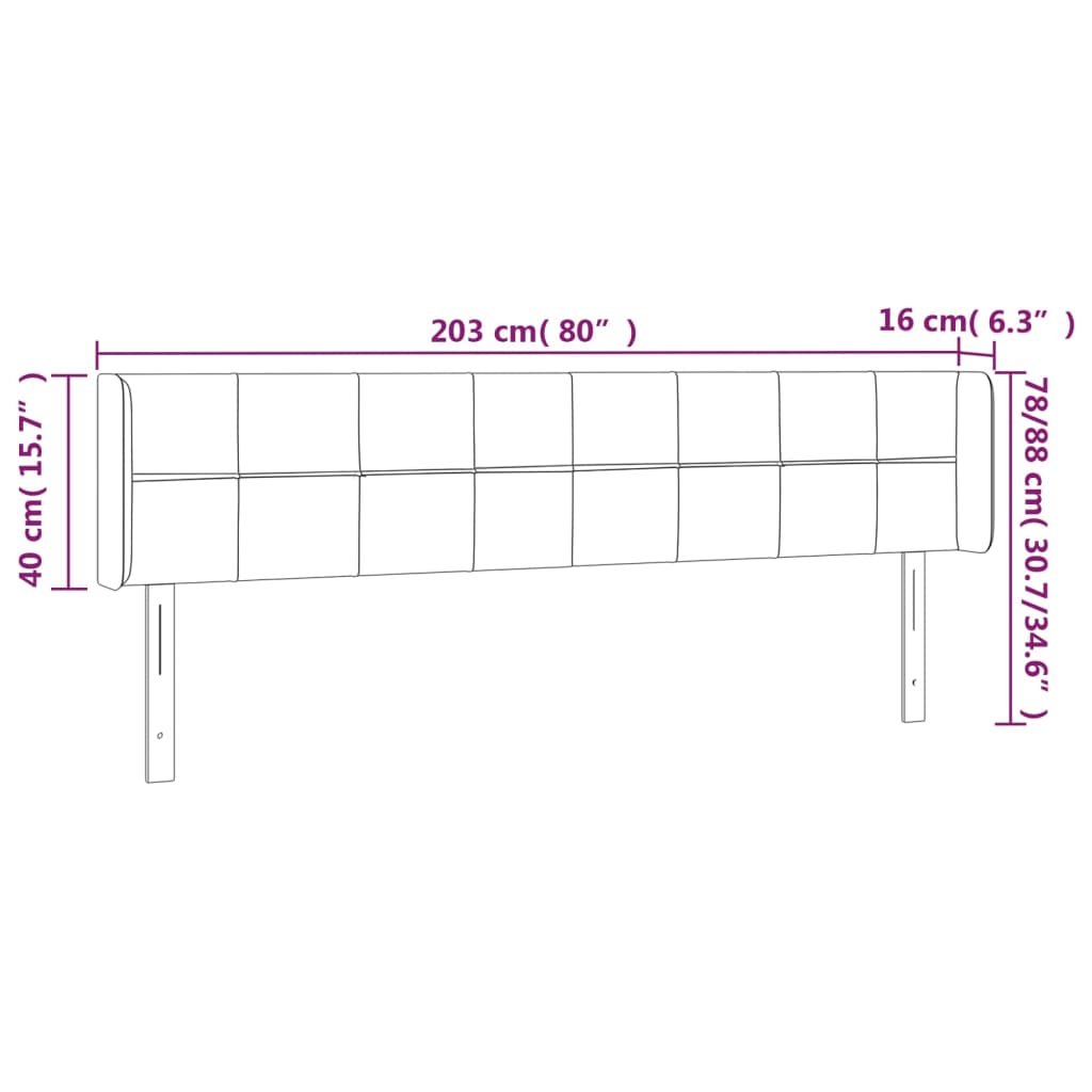 vidaXL sötétzöld bársony szárnyas fejtámla 203x16x78/88 cm