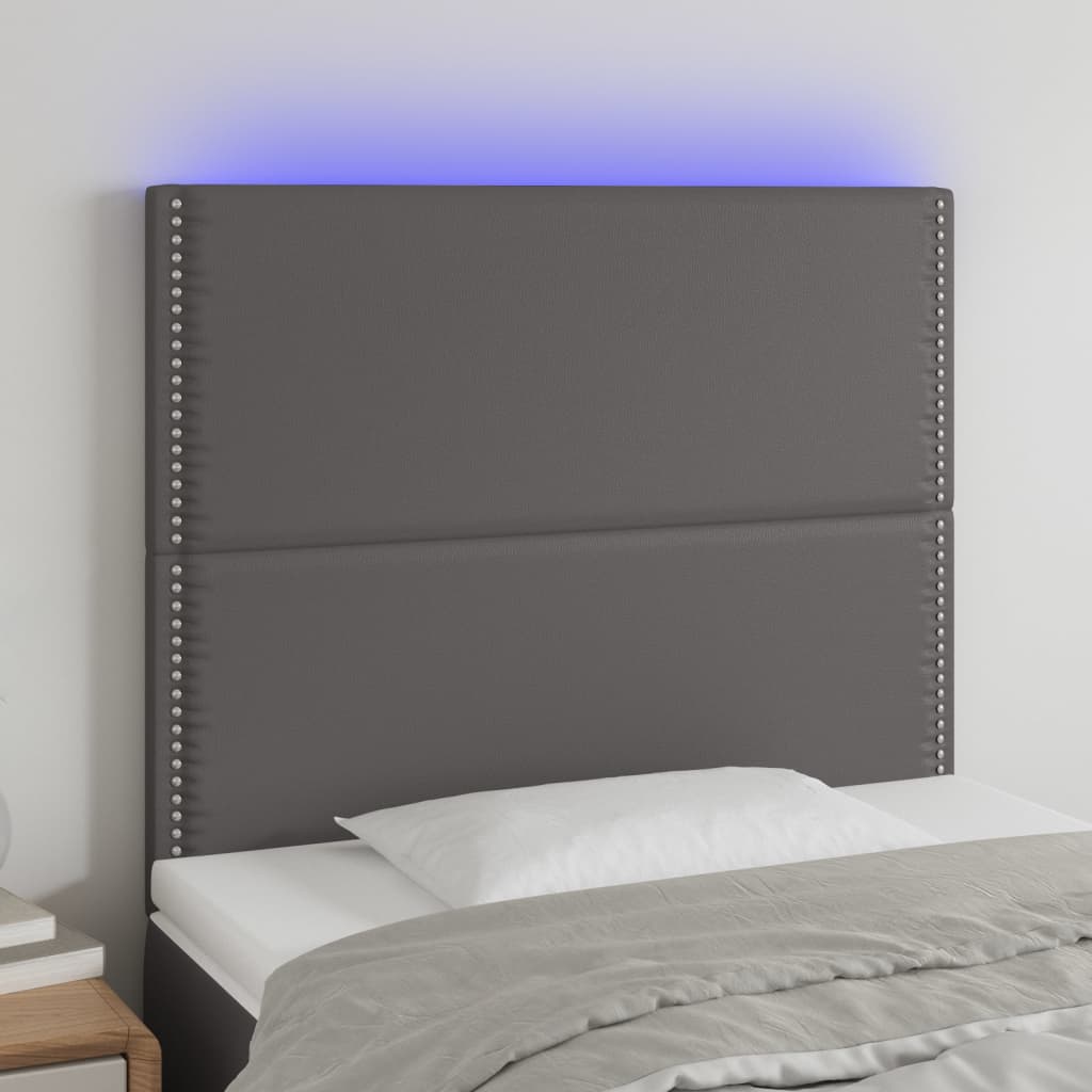 vidaXL szürke műbőr LED-es fejtámla 100x5x118/128 cm