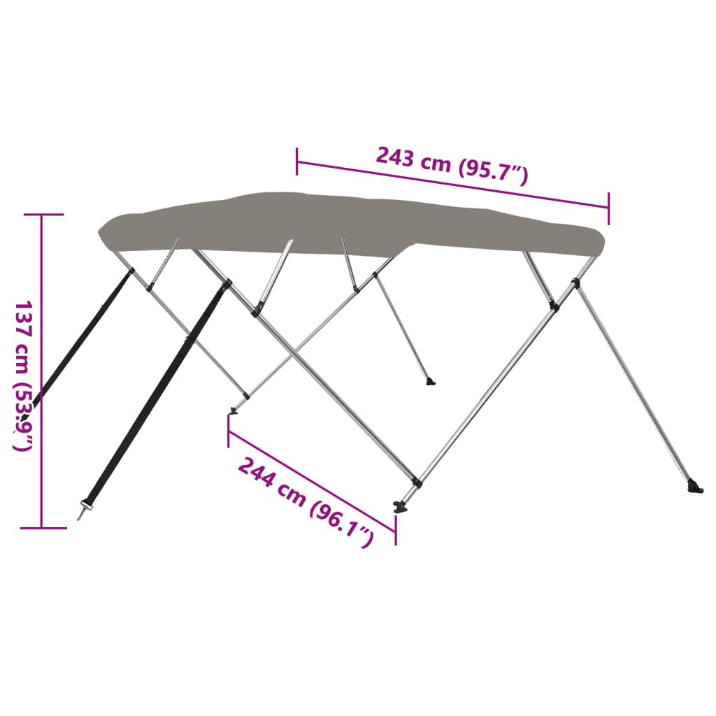 vidaXL szürke négyágú bimini tető 243 x 244 x 137 cm