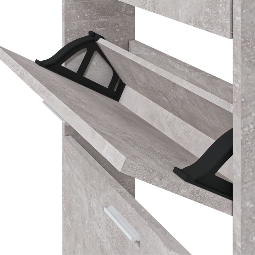 vidaXL betonszürke szerelt fa cipőszekrény 59x17x108 cm